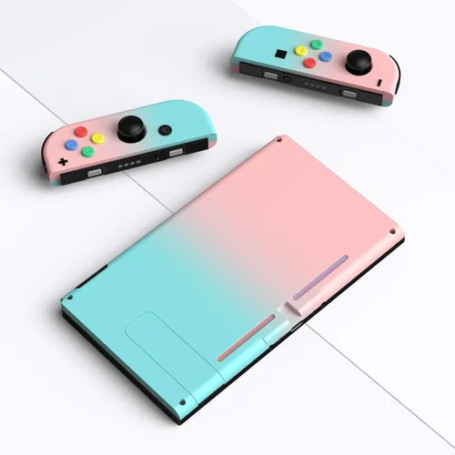 Vista 7 de Basstop - Carcasa de repuesto para consola NS NX y mando Joy-Con con interruptor izquierdo derecho sin componentes electrónicos., Set_Rosa y Azul