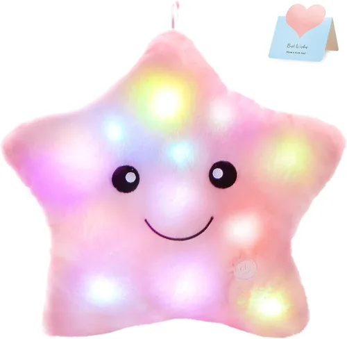 Vista 9 de WEWILL Almohada de felpa suave con estrella brillante LED de 9'' de la marca Wewill, almohada de peluche con luz estelar iluminada con luces