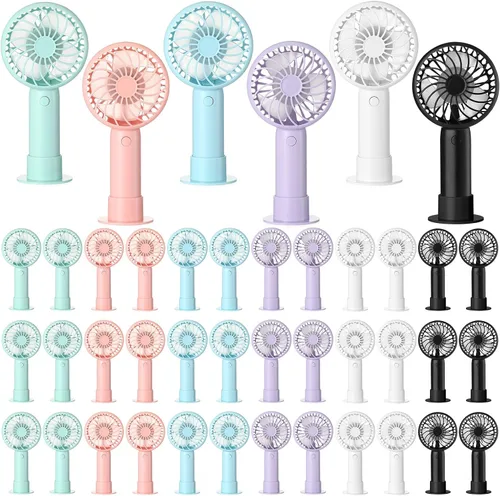Vista 30 de Tujoe Mini ventilador de mano potente de 3 velocidades, ventilador personal pequeño portátil recargable con base USB para mujeres, maquillaje