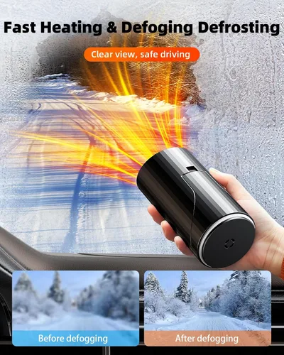 Vista 3 de Calefactor de coche, 12V, calentador portátil con enchufe para ventiladores de calefacción y refrigeración, pequeño descongelador para parabrisas