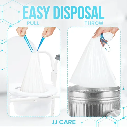 Vista 6 de JJ CARE Bolsas de inodoro para cama de noche con almohadillas absorbentes, paquete de 60 bolsas de inodoro portátiles para adultos, bolsas