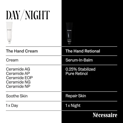 Vista 8 de Nécessaire The Hand Duo – El Set de Regalo de Vacaciones de Crema de Manos + Tratamiento de Manos con Retinol para Manos Secas – Humedad Diaria +