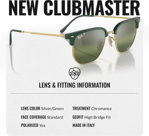 Vista 47 de Ray-Ban RB4416 NEW CLUBMASTER - Gafas de sol de forma cuadrada redonda con kit oficial de gafas