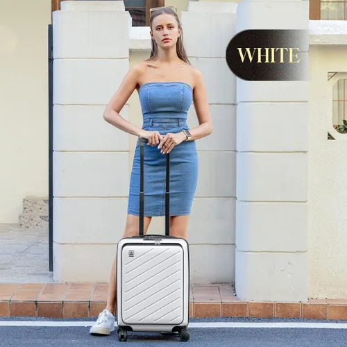 Vista 2 de AnyZip Maletas de equipaje con ruedas giratorias PC+ABS Hardshell TSA Lock, Blanco