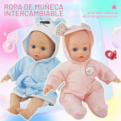 Vista 3 de SMILESSKIDDO - Juego de juguete de cochecito de muñeca bebé - Muñecas blandas de 12 pulgadas con accesorios, silla de comedor, ropa para muñecas