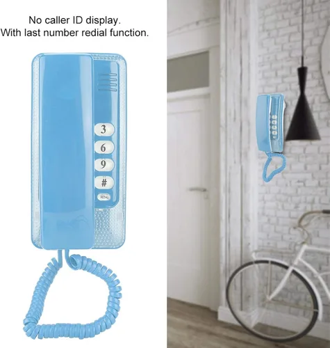 Vista 2 de Mini teléfono de pared, teléfono fijo retro para montar en la pared con función de flash y función de silencio de llamada, interfaz RJ45 alimentada