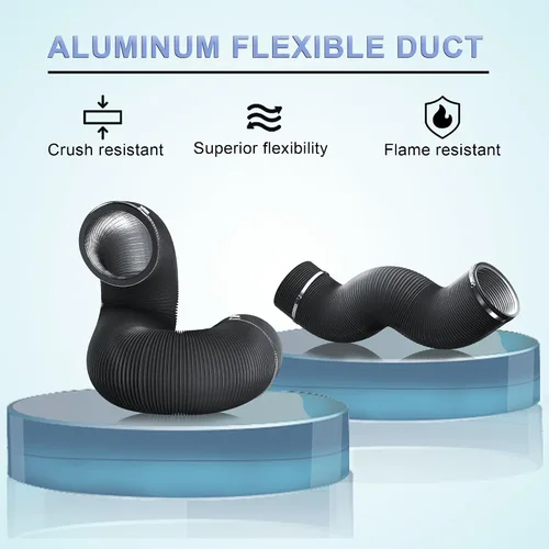 Vista 2 de Conducto de aluminio flexible de 3 pulgadas y 8 pies, manguera de ventilación de secadora de 4 capas de protección para calefacción, ventilación