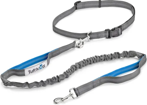 Vista 13 de Tuff Mutt Correa de cintura manos libres para perros para caminar, correr y hacer senderismo, clip de mosquetón, cinturón ajustable con doble asa