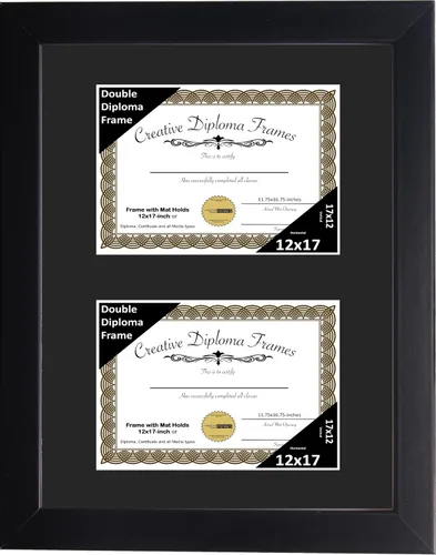 Vista 21 de Creative Picture Frames Marco de diploma doble clásico negro de 6 x 8 pulgadas con vidrio negro y colgador de pared instalado