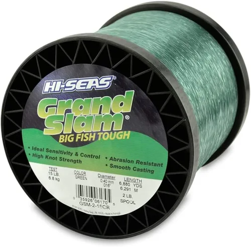 Vista 20 de HI-SEAS Grand Slam - Sedal de pesca de monofilamento, fuerte y resistente a la abrasión, en agua dulce y salada transparente, rosa, verde, azul