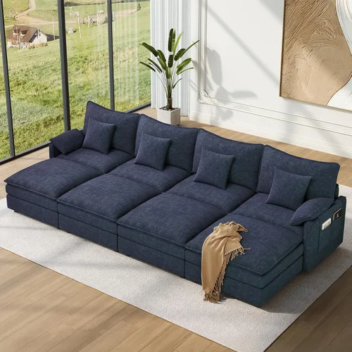 Vista 50 de Vesgantti Sofá modular de 108 pulgadas, cómodo sofá de nube con asiento profundo otomano movible, sofá modular en forma de L, sofás seccionales