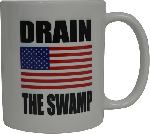 Vista 2 de Rogue River Tactical Taza de café conservadora republicana, bandera de Estados Unidos, Drenaje americano del pantano, taza de himno nacional, regalo