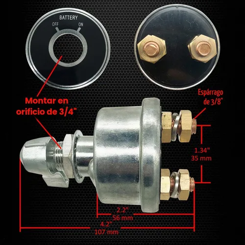 Vista 4 de Ampper - Interruptor de desconexión de batería 12V - 48V, interruptor maestro de desconexión de batería, corte de energía, apagado para auto