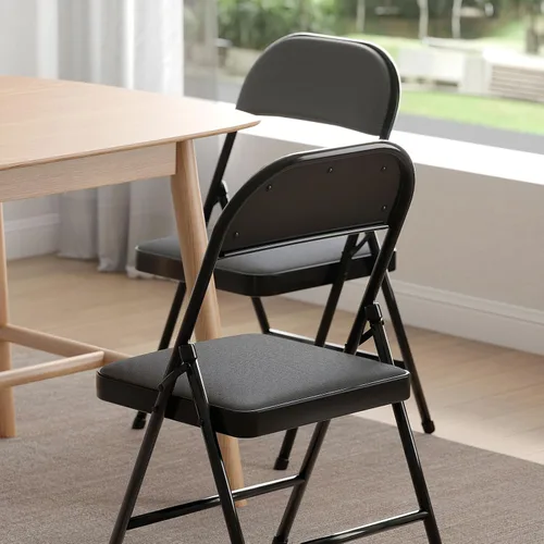 Vista 6 de Nazhura Paquete de 4 sillas plegables, juego de sillas de comedor de tela con cojín acolchado y respaldo, asiento interior y exterior para hogar