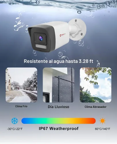 Vista 6 de Anpviz Cámara IP Bullet PoE de 5MP para exteriores, cámara de seguridad
