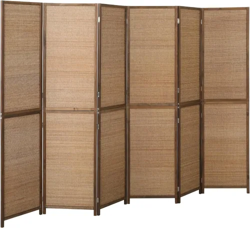 Vista 10 de HOMCOM Room Divider, 6 FT Tall Folding Privacy Screen, 4-Panel Boho Brown