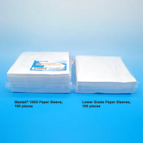 Vista 4 de Maxtek - Paquete de 100 fundas de papel blanco grueso de primera calidad para CD y DVD con ventana recortada y solapa, 3.53 oz