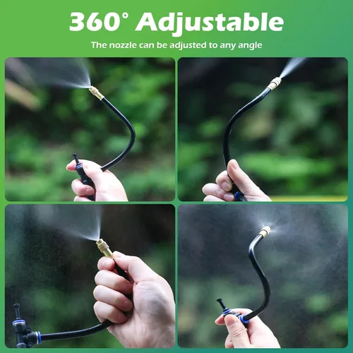 Vista 6 de Drip Irrigation System Kit 100 FT with 32 Nozzles, 360° Adjustable Bendable Garden Watering Misting System for Greenhouse, Yard, Lawn, Plant