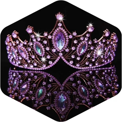 Vista 12 de Kamirola Corona de Reina Barroca, Corona Nupcial de Boda con Diamantes de Imitación y Tiaras Diadema de Cristal Para Cumpleaños Baile de Graduación