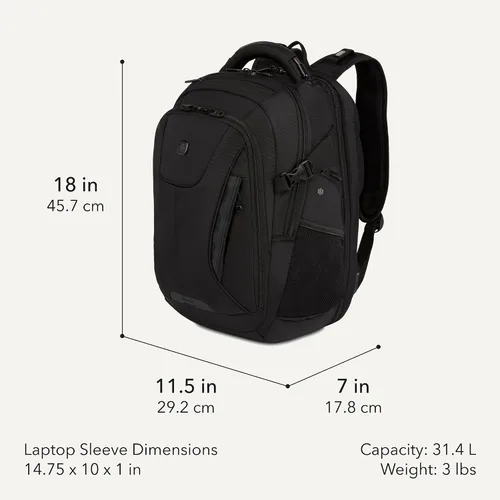 Vista 2 de SwissGear 5358 USB ScanSmart Mochila para Portátil de 16", Negro, Grande