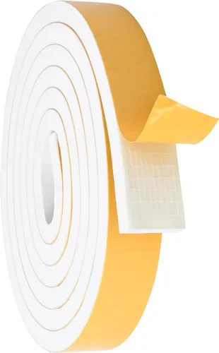 Vista 8 de Burlete de cinta de espuma autoadhesiva blanca para puertas y ventanas de 1 pulgada × 3/4 pulgada × 13 pies, tira de sellado de espuma de alta Blanco