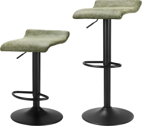 Vista 10 de Finnhomy Juego de 2 taburetes de bar ajustables, taburetes de bar giratorios para silla de altura de encimera de cocina, marrón retro