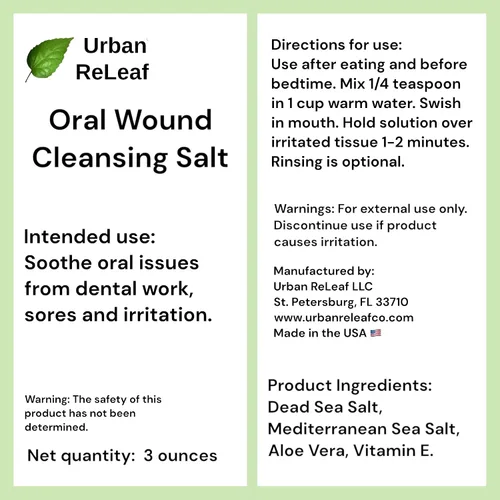 Vista 6 de Urban ReLeaf - Sal limpiadora oral de heridas Makes 45 Cups, 100% Natural, Fast Relief from Irritation & Dental Work, For Braces, Mouth, Gum