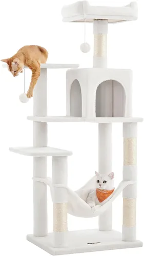 Vista 24 de Feandrea Cat Tree, 59.5-Inch Tall Cat Tower, Multi-Level Condo, Smoky Gray Gris ahumado (Smoky Gray)