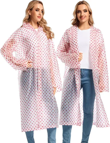 Vista 9 de 2 abrigos de lluvia de Borogo para adultos, chaquetas de lluvia reutilizables para hombres y mujeres