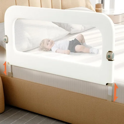 Vista 14 de omzer Riel de protección de cama para niños pequeños - Barandilla de seguridad para bebé de 32 pulgadas, plegable y con alturas ajustables