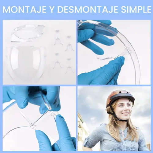 Vista 6 de Paquete de 4 protectores faciales con gafas, antiempañamiento, protección facial completa, protector contra salpicaduras, reutilizables