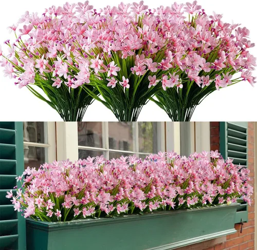 Vista 8 de 4 paquetes de flores artificiales de narcisos, vegetación artificial falsa resistente a los rayos UV, no se decolora, plantas de plástico sintético