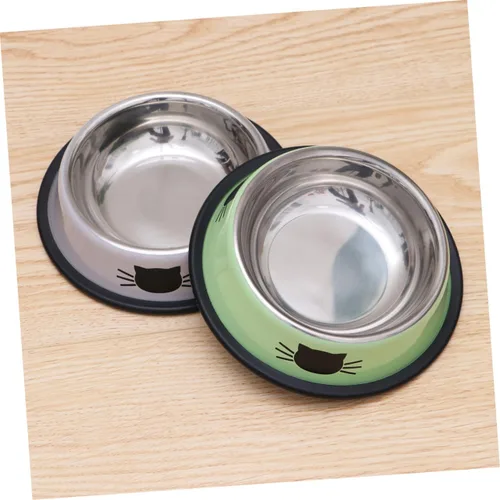 Vista 6 de ABOOFAN Tazón de agua para gatos de acero inoxidable para gatos, apto para bigotes, juego de 2 piezas