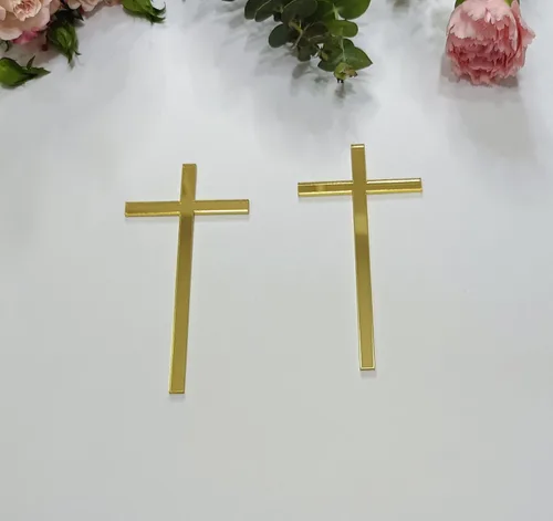 Vista 9 de 12 dijes para tartas de cruz, decoración de bautizo para tartas, confirmación de bautismo de acrílico delgado, decoración de pastel de cruz acrílica