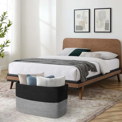 Vista 5 de MEGASKET Cestas de almacenamiento extra grandes, cestas negras de 22 x 17 x 12 pulgadas para organizar, cesta tejida rectangular para mantas