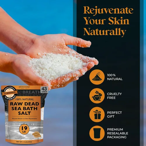 Vista 5 de Aromasong Sal de baño del mar muerto cruda, mínimamente limpia, contiene más minerales del mar muerto, incluyendo barro del mar muerto, sales 100%