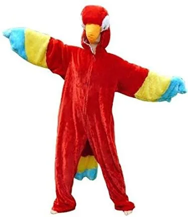 Vista 2 de Disfraz de loro de Halloween, para adultos, unisex, mujeres-s, hombres, parejas, disfraz de pájaro, disfraz de arco iris, traje tropical, talla F32 M