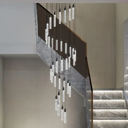 Vista 12 de Lámpara colgante de cristal cromado, 9 luces, regulable, 54 W, 6000 K, escalera, grande, vestíbulo, sala de estar, vestíbulo, techo alto