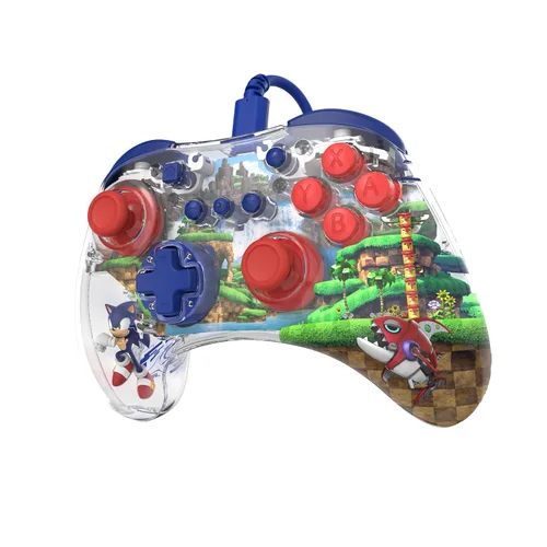 Vista 3 de PDP REALMz Nintendo Switch Pro Controller, Customizable LED Lighting, 3.5mm Headphone Jack, Officially Licensed by Nintendo and SEGA Sonic
