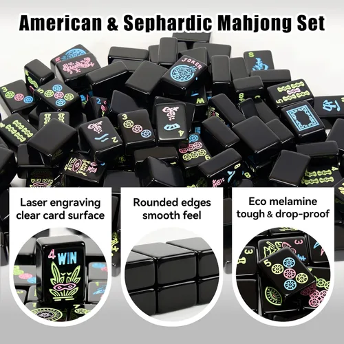 Vista 5 de American Mahjong - Juego de azulejos Mahjongg, 166 azulejos negros