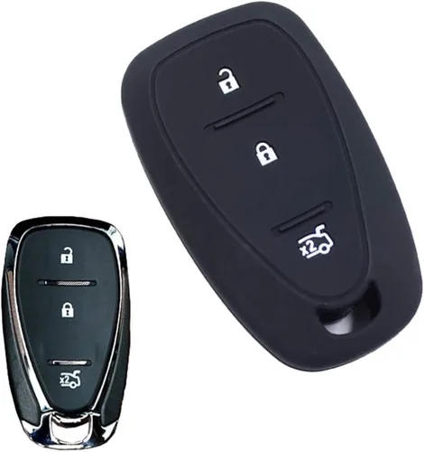 Vista 2 de Carcasa de silicona con 3 botones para Chevrolet Malibu Trax Cruze Cavalier Monza Seeker Tracker Equinox Blazer (negro)