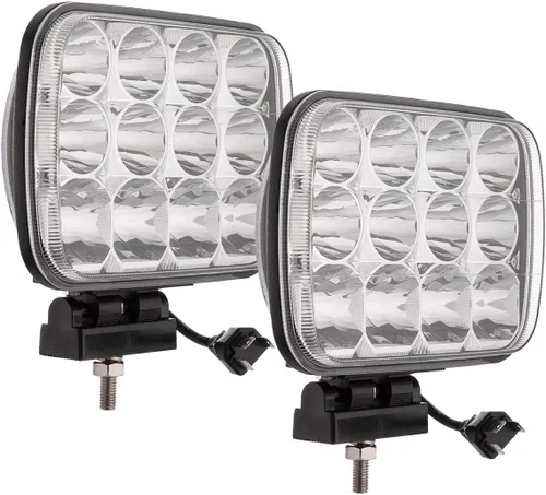 Vista 8 de Lightronic Luz antiniebla LED rectangular todoterreno de 4 x 6 pulgadas para Jeep, camión y tractor, ámbar de 3000 K, haz combinado de inundación