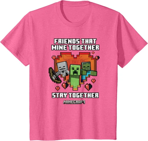 Vista 11 de Minecraft Camiseta de San Valentín Friends That Mine Together Mobs, Negro
