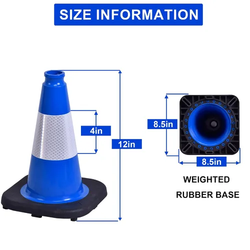 Vista 7 de OrangeStar Conos de tráfico de 12 pulgadas, paquete de 4 conos de seguridad azules con collares reflectantes, base resistente para práctica