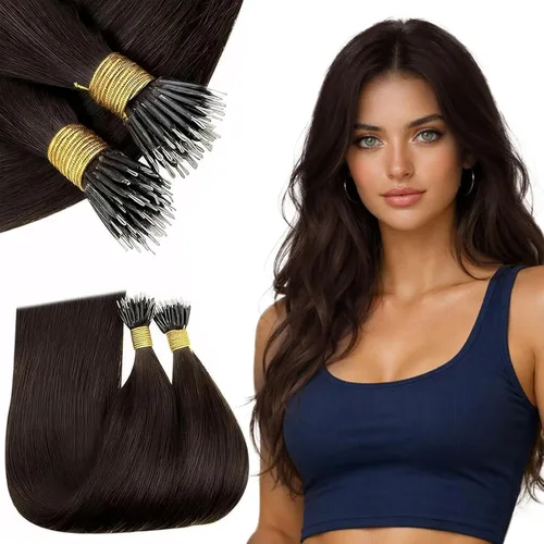 Vista 91 de RUNATURE Extensiones de cabello humano con punta en U, color marrón ceniza a rubio platino