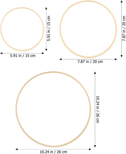 Vista 8 de Beavorty 12 piezas de madera de bambú floral para macramé, decoración de Navidad, boda, corona de Navidad, atrapasueños y manualidades para colgar