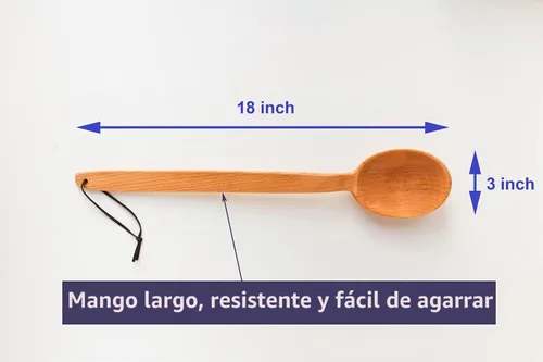 Vista 2 de ECOSALL Cuchara de madera grande resistente de 18 pulgadas, cuchara de cocina de mango largo con una cuchara. Cuchara grande antiadherente