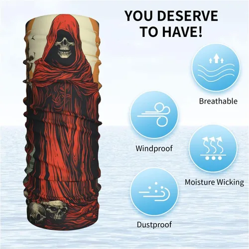 Vista 6 de CASGTNZ red skull angel grim reaper Death Dark Neck Gaiter Face Cover Balaclava Gaiter Mask for Men Women Bandana for Motorcycle Cycling Riding