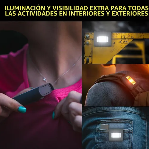 Vista 5 de Molrebe - Paquete de 2 luces de correr con clip, luces de seguridad magnéticas recargables