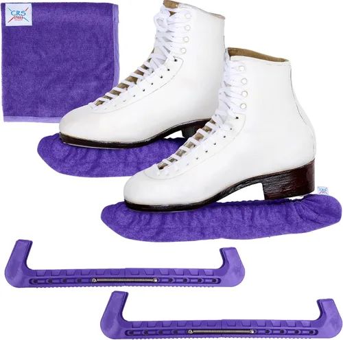 Vista 15 de CRS Cross - Juego de regalo de protectores de patines sobre hielo, guardas de tela y toallas, cubiertas suaves para cuchillas de patinaje artístico